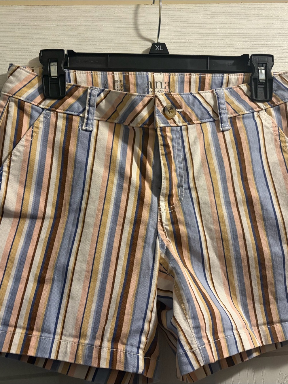 a.n.a Striped Jean Shorts - Blue, Tan & Cream